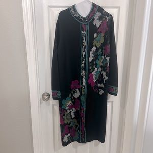 J Jill Floral Sweater Coat Large